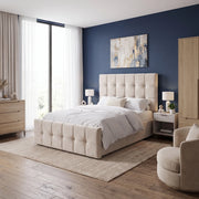 Square Ottoman Storage Bed - Velvet Ottoman Bed Frame
