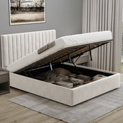 Vertical Line Ottoman Storage Bed - Velvet Ottoman Bed Frame