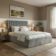 Vertical Line Ottoman Storage Bed - Velvet Ottoman Bed Frame