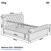Chesterfield Ottoman Storage Bed Frame Side Lift