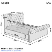 Chesterfield Ottoman Storage Bed Frame Side Lift