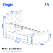 Chesterfield Ottoman Storage Bed Frame Side Lift