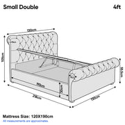Chesterfield Ottoman Storage Bed Frame Side Lift