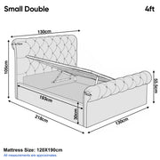 Chesterfield Ottoman Storage Bed Frame Side Lift