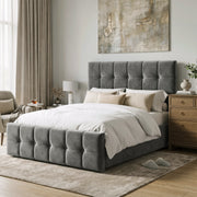 Square Ottoman Storage Bed - Velvet Ottoman Bed Frame