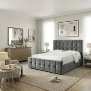 Square Ottoman Storage Bed - Velvet Ottoman Bed Frame