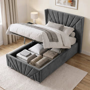 Velvet Ottoman Storage Bed - Sunrise Ottoman Bed Frame