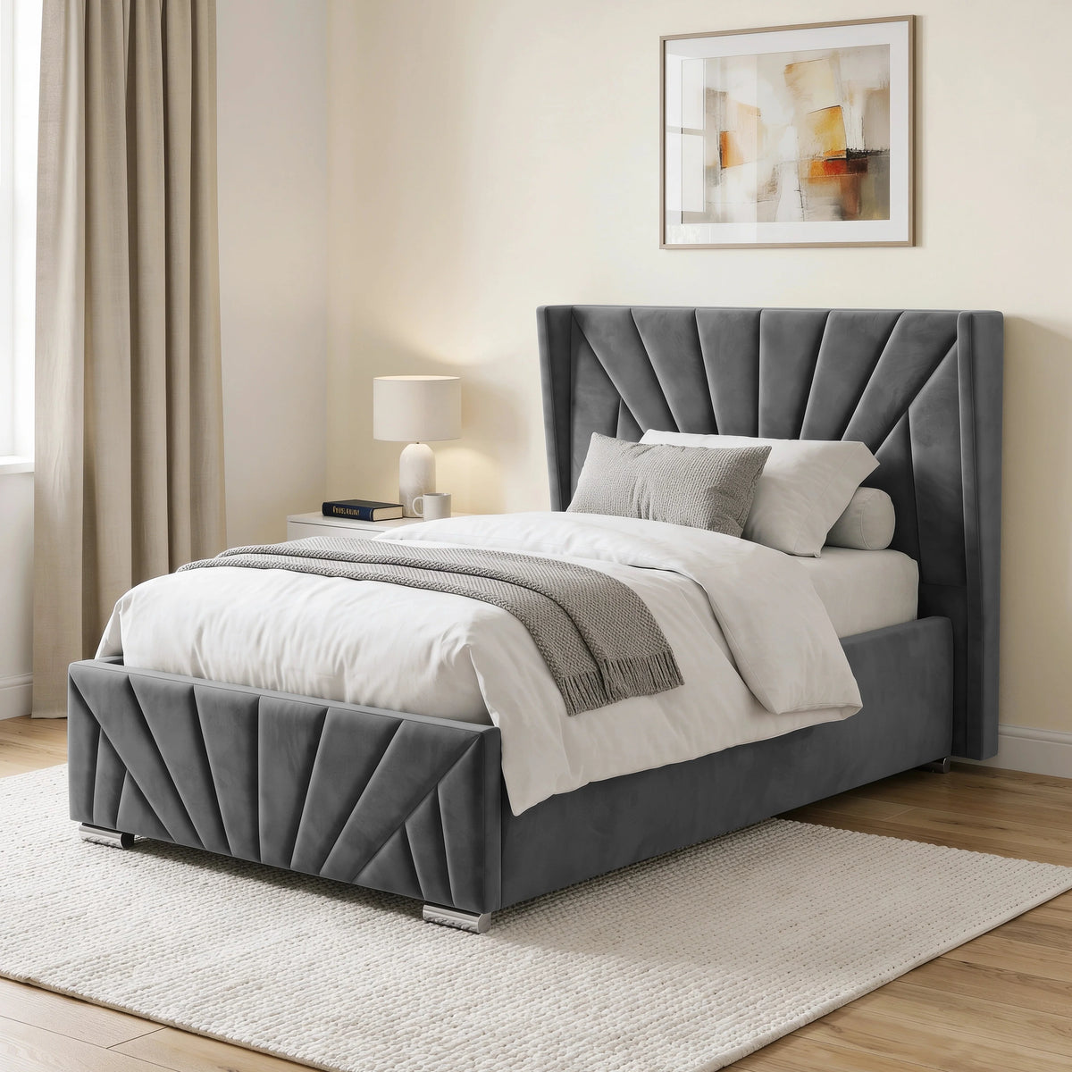 Velvet Ottoman Storage Bed - Sunrise Ottoman Bed Frame