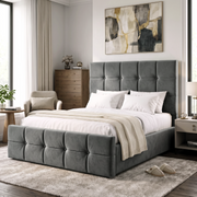 Square Ottoman Storage Bed - Velvet Ottoman Bed Frame