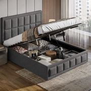 Linen Ottoman Bed Frame - End Lift Ottoman Storage Bed