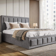 Linen Ottoman Bed Frame - End Lift Ottoman Storage Bed