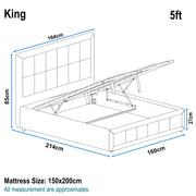 Linen Ottoman Bed Frame - End Lift Ottoman Storage Bed