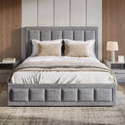 Linen Ottoman Bed Frame - End Lift Ottoman Storage Bed