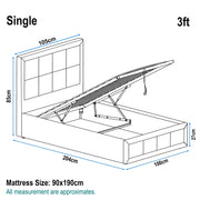 Linen Ottoman Bed Frame - End Lift Ottoman Storage Bed