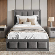 Linen Ottoman Bed Frame - End Lift Ottoman Storage Bed