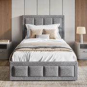 Linen Ottoman Bed Frame - End Lift Ottoman Storage Bed