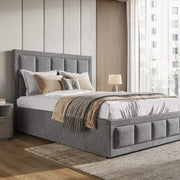 Linen Ottoman Bed Frame - End Lift Ottoman Storage Bed