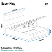 Linen Ottoman Bed Frame - End Lift Ottoman Storage Bed