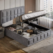 Linen Ottoman Bed Frame - End Lift Ottoman Storage Bed