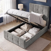 Square Ottoman Storage Bed - Velvet Ottoman Bed Frame