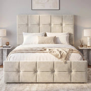 Square Ottoman Storage Bed - Velvet Ottoman Bed Frame