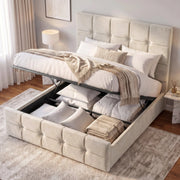 Square Ottoman Storage Bed - Velvet Ottoman Bed Frame