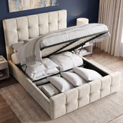 Square Ottoman Storage Bed - Velvet Ottoman Bed Frame