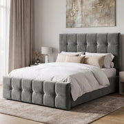 Square Ottoman Storage Bed - Velvet Ottoman Bed Frame