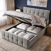 Square Ottoman Storage Bed - Velvet Ottoman Bed Frame