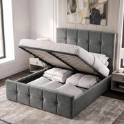 Square Ottoman Storage Bed - Velvet Ottoman Bed Frame