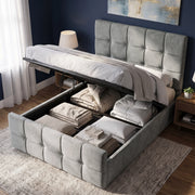 Square Ottoman Storage Bed - Velvet Ottoman Bed Frame