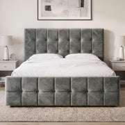 Square Ottoman Storage Bed - Velvet Ottoman Bed Frame