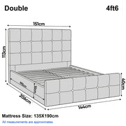 Square Ottoman Storage Bed - Velvet Ottoman Bed Frame