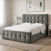 Square Ottoman Storage Bed - Velvet Ottoman Bed Frame