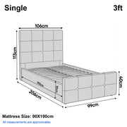 Square Ottoman Storage Bed - Velvet Ottoman Bed Frame