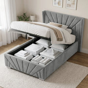 Velvet Ottoman Storage Bed - Sunrise Ottoman Bed Frame