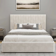 Vertical Line Ottoman Storage Bed - Velvet Ottoman Bed Frame