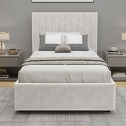 Vertical Line Ottoman Storage Bed - Velvet Ottoman Bed Frame