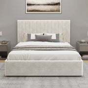 Vertical Line Ottoman Storage Bed - Velvet Ottoman Bed Frame