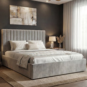 Vertical Line Ottoman Storage Bed - Velvet Ottoman Bed Frame