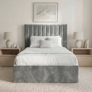 Vertical Line Ottoman Storage Bed - Velvet Ottoman Bed Frame