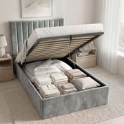 Vertical Line Ottoman Storage Bed - Velvet Ottoman Bed Frame