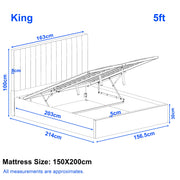 Vertical Line Ottoman Storage Bed - Velvet Ottoman Bed Frame