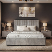 Vertical Line Ottoman Storage Bed - Velvet Ottoman Bed Frame