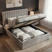 Vertical Line Ottoman Storage Bed - Velvet Ottoman Bed Frame