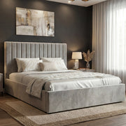 Vertical Line Ottoman Storage Bed - Velvet Ottoman Bed Frame